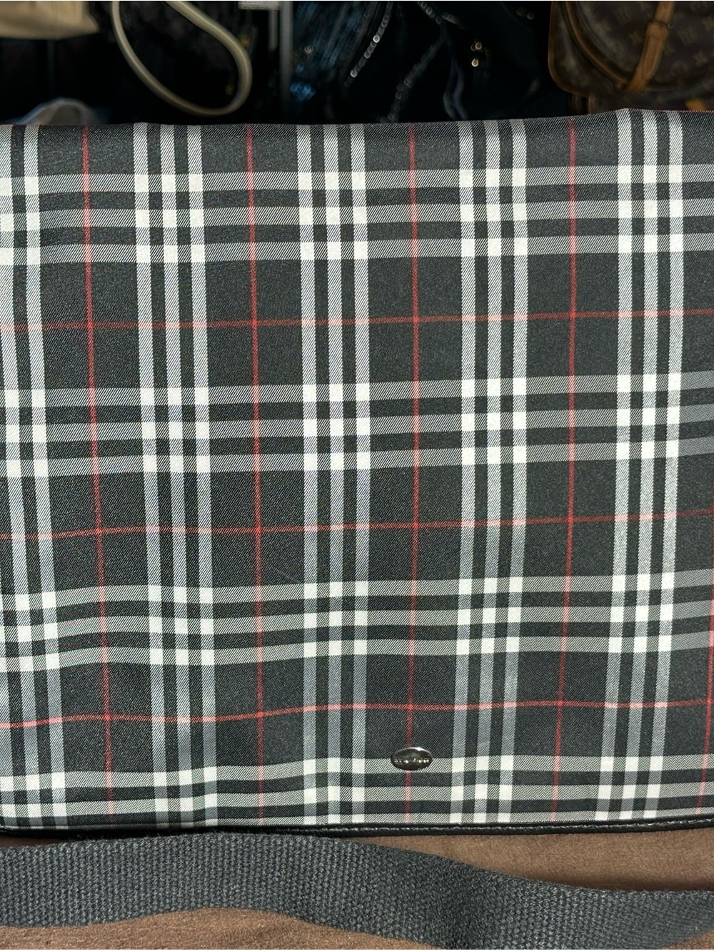 Burberry Black, White & Red Plaid Key/Card Holder